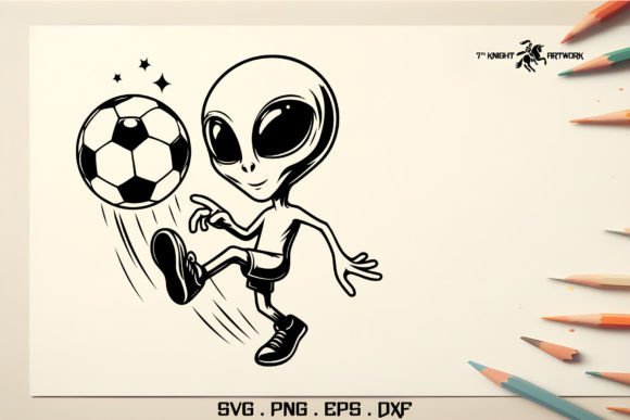 An Alien Playing Soccer Svg for Crafts and Graphics
