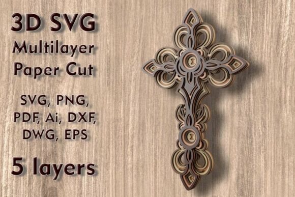 An Ornamental Review: Cross 3D SVG Multilayer Papercut Files