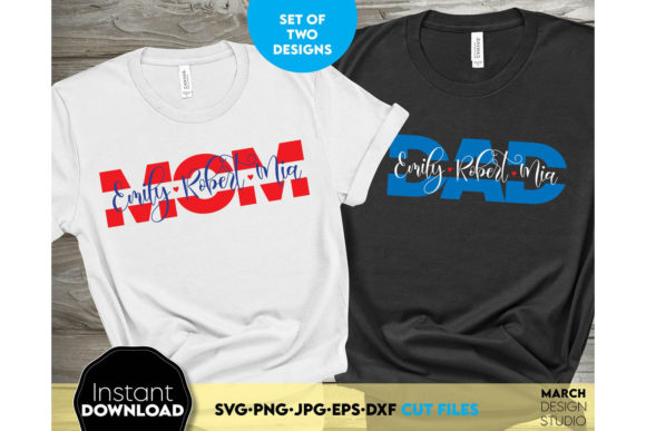 Crafting Connection: The Mom Dad Shirt Set as a Premium Graphics Asset