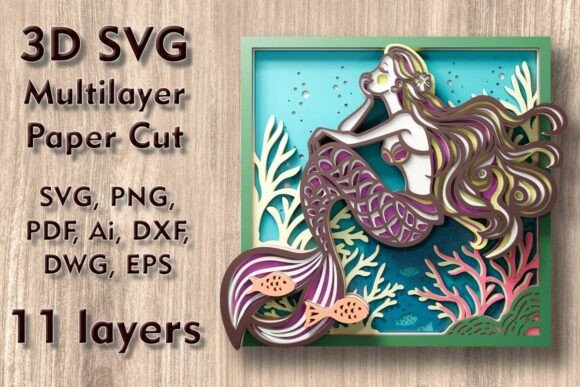 Mermaid 3D SVG Fantasy Art for Local Branding