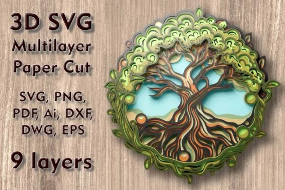 Tree of Life 3D SVG Shadow Box PaperCut Design